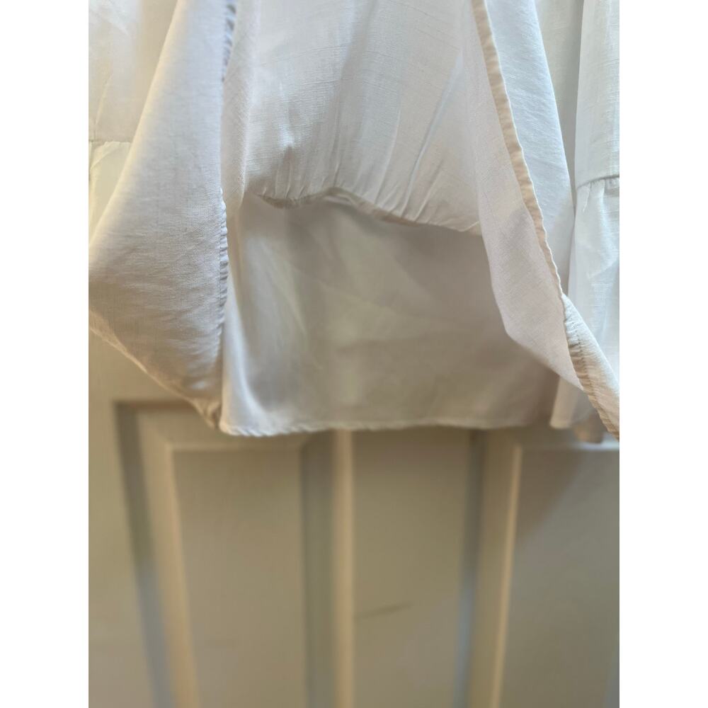 Blue Rain White Square Neckline Boho Tiered Mini Sun Dress Large 34 Inch Long - Picture 9 of 15